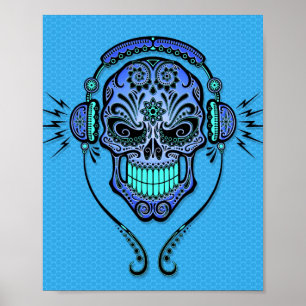 Póster Blue DJ Sugar Skull