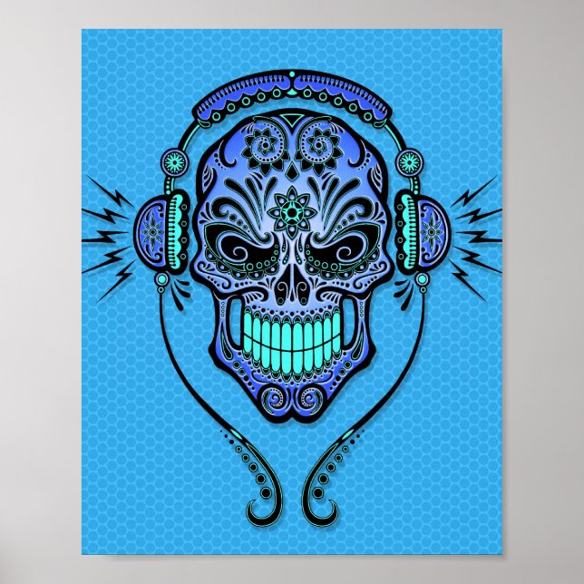 Póster Blue DJ Sugar Skull (Frente)