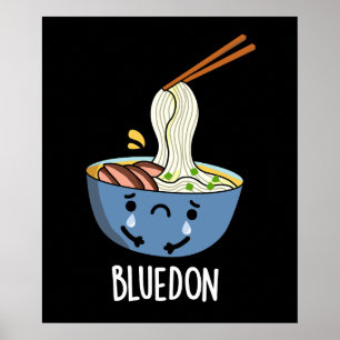 Poster Blue-don Funny Udon Pun Dark BG