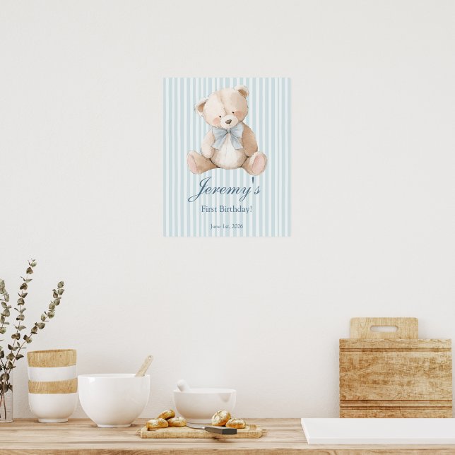 Poster Blue Elegant Teddy Bear Sticker (Cozinha)