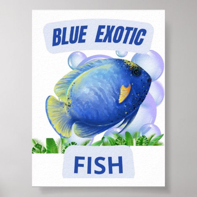 Poster Blue Exotic Fish – Hypnotic Ocean Glow Wall Art (Frente)