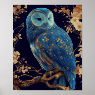 Poster Blue Fantasy Owl