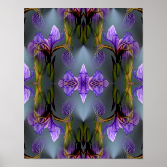 Poster Blue Flag Iris Flower Abstrato Nature Art (Frente)