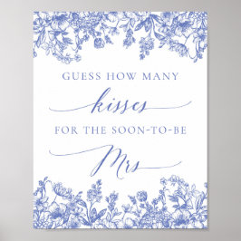 Poster Blue Floral adivinha quantos beijos e sinal de noi