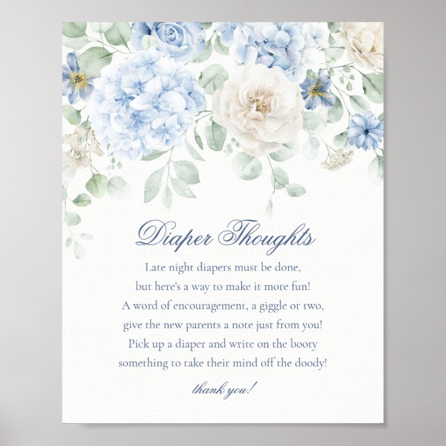 Poster Blue Floral Baby in BloFralda Thoughts Chá (Frente)