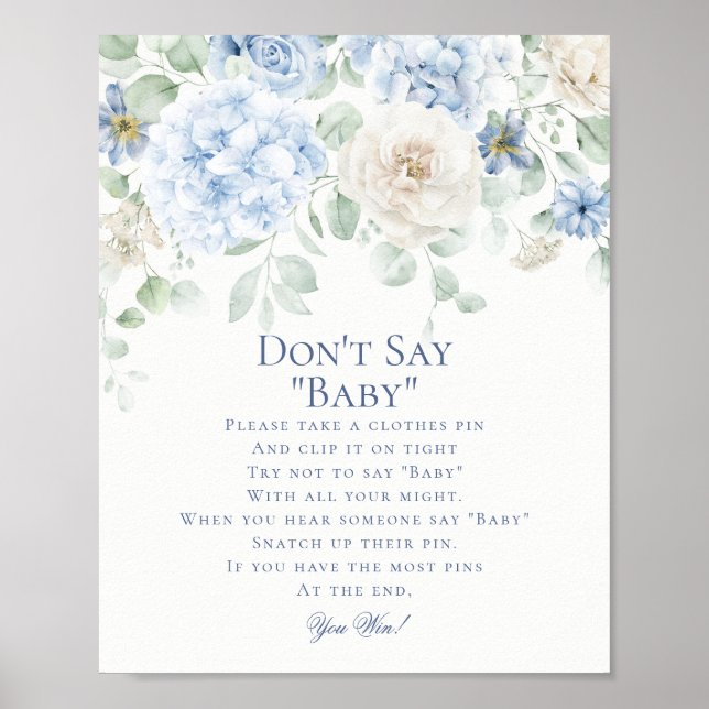 Poster Blue Floral Baby in Bloom Hydrangea Game (Frente)