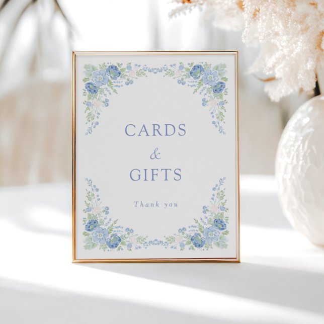 Poster Blue Floral Bridal Tea Party Welcome (Criador carregado)