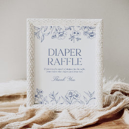 Poster Blue Floral Chinoiserie Fralda Raffle