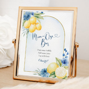 Poster Blue Floral Lemon Main Squeeze Mãe-Bar