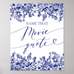 Poster Blue Floral Name Aquele Sinal de Chá de Cotação de