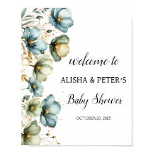 Blue Floral - Sinal de boas-vindas do Chá de frald