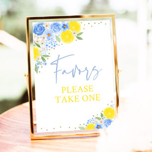 Poster Blue Floral - Sinal de Favor do Chá de panela de L