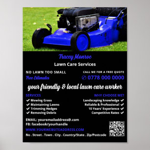 Poster Blue Garden Lawn-Mower, Serviços de Cuidados Lança
