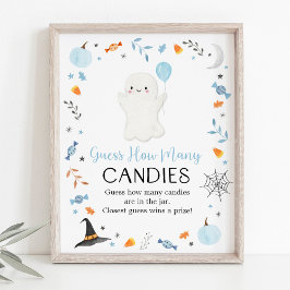 Poster Blue Ghost Halloween adivinha quantos jogos