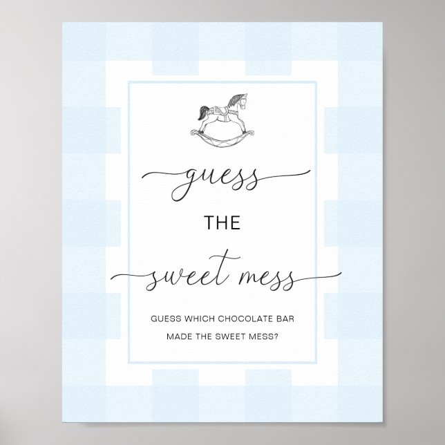 Poster Blue Gingham Rocking Horse acha que a doce Mess (Frente)