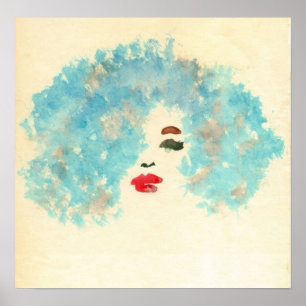 Póster Blue Girl Print