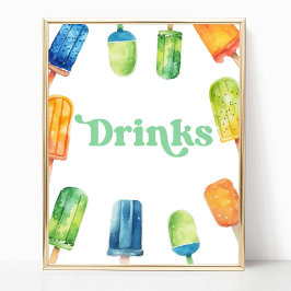 Poster Blue Green Orange Popsicle Party Bebe Sinal de Mes