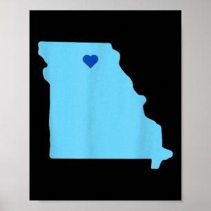 Poster Blue Heart In State Of Missouri