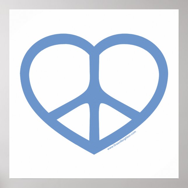 Póster Blue Heart of Love, Peace Sign (Frente)