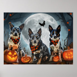 Poster Blue Heeler Halloween Spooky
