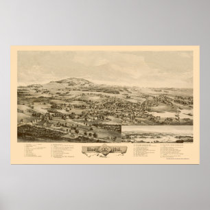 Poster Blue Hill, Map Panorâmico ME - 1896