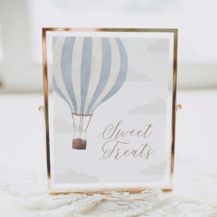 Poster Blue Hot Air Balloon Birthday - Sinal de Doce