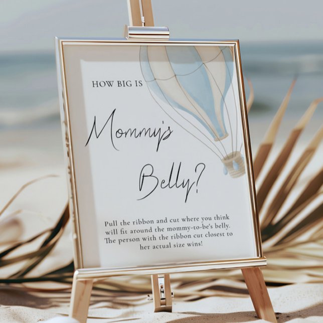 Poster Blue Hot Air Balloon Chá de fraldas Big Mommys Bel (Criador carregado)