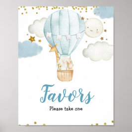 Poster Blue Hot air Balon Watercolor Sinal