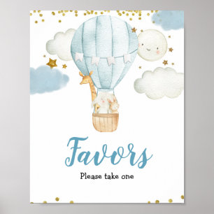 Poster Blue Hot air Balon Watercolor Sinal