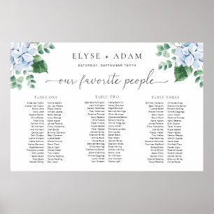 Poster Blue Hydrangea 3 Banquet Sentado Conselho