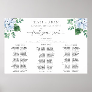 Poster Blue Hydrangea 3 Banquet Sentado Conselho