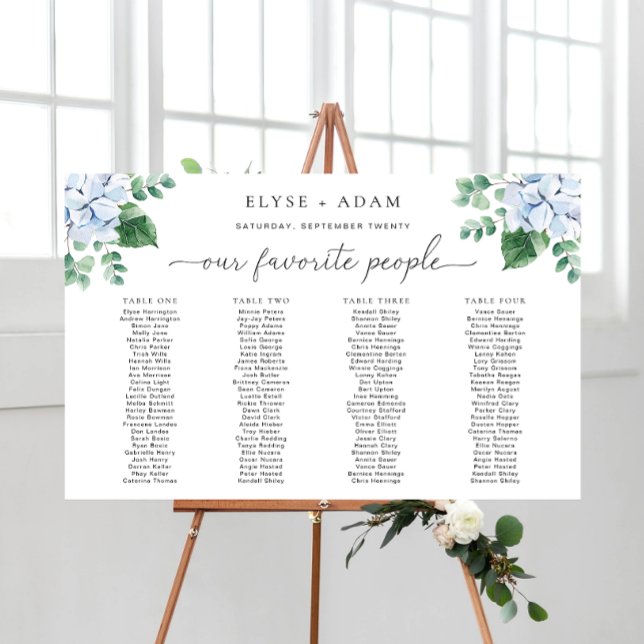 Poster Blue Hydrangea 4 Banquet Mesa Seating Chart (Criador carregado)