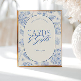 Poster Blue Hydrangea Bridal Shower Cards Gifts