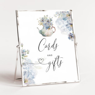 Poster Blue Hydrangeas elegante pote Cartões e presentes