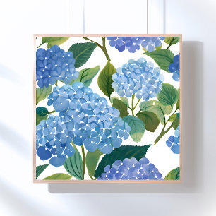 Poster Blue Hydrangeas   Linda Floral Bush