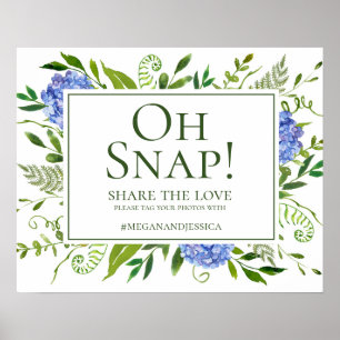 Poster Blue Hydrangeas Oh Snap