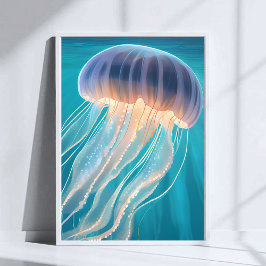 Poster Blue Jellyfish | Ocean Animal Painting Art
