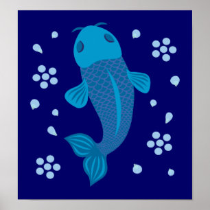Póster Blue Koi Fish
