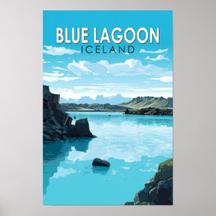 Poster Blue Lagoon Islândia Viagem Art Vintage