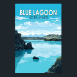 Poster Blue Lagoon Islândia Viagem Art Vintage<br><div class="desc">Lagoa Azul,  design de arte vetorial da Islândia. A Lagoa Azul é uma spa geotérmica no sudoeste da Islândia. A spa está localizada num campo de lava perto de Grindavík e em frente ao Monte Þorbjörn,  na Península de Reykjanes.</div>