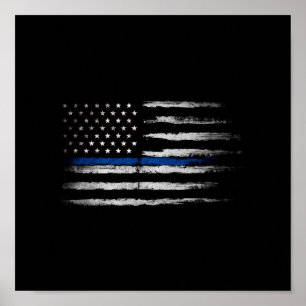 Poster Blue Line fino americano embandeira