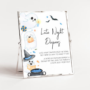 Poster Blue Little Boo Halloween Fraldas Noturnas Tardes