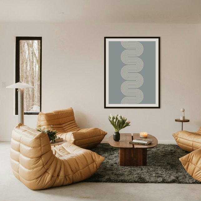 Poster Blue Lombard Wavy Lines Modern Minimal Art Print (Criador carregado)