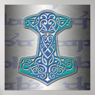 Póster Blue Mjölnir em Tengwar