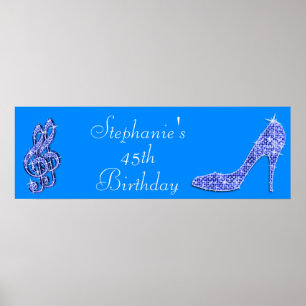 Poster Blue Music Note e Stiletto 45th Birthday