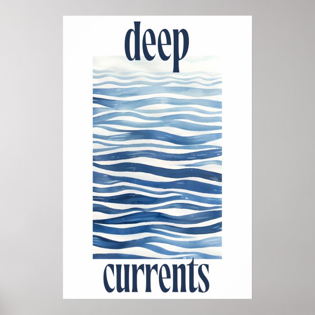 Poster Blue Ocean Waves Art Print Abstract Coastal Wall (Frente)