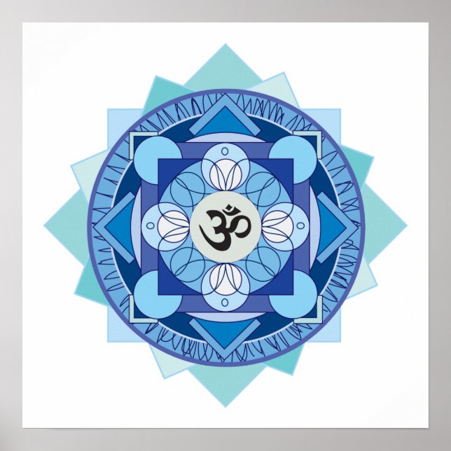 Poster Blue OM Mandala (Frente)