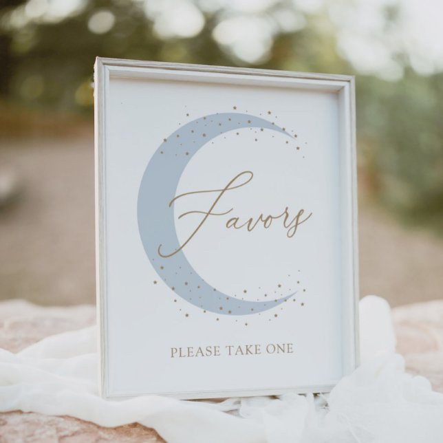 Poster Blue Over the Moon Chá de fraldas Favor Sinal (Criador carregado)