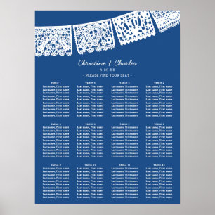 Poster Blue Papel Picado - Gráfico de Casamento