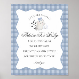 Poster Blue Pastel Little Boo Ghost Advice for Baby Sign